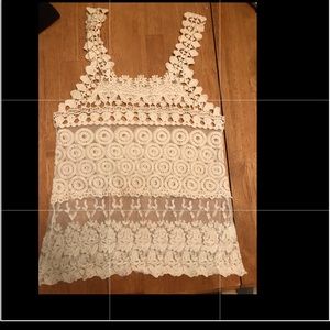 Off White crochet/ mesh top size Small